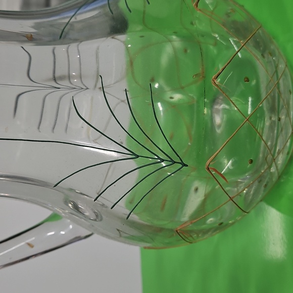 Vintage Handblown Glass Pitcher W/ Flowers - Picture 7 of 7